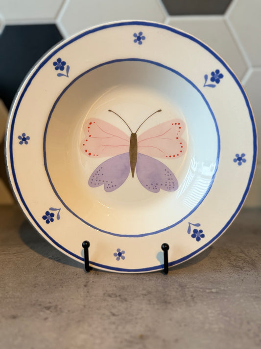 Wandbordje 22 cm ‘Roze vlinder’