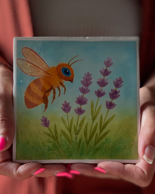 Tegeltje 'Bij met lavendel'