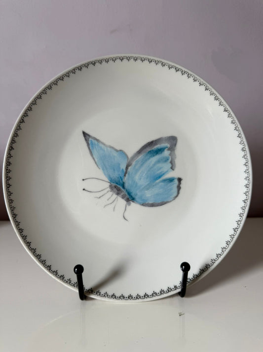 Wandbordje 20 cm Blauwe Vlinder