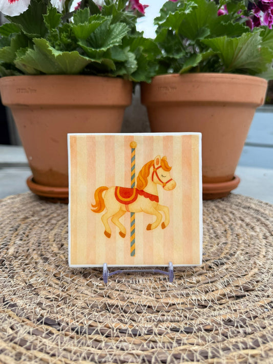 Tegeltje 'Caroussel paard'
