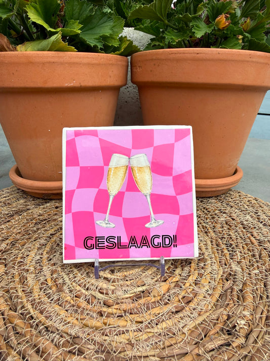 Tegeltje 'Geslaagd proost'