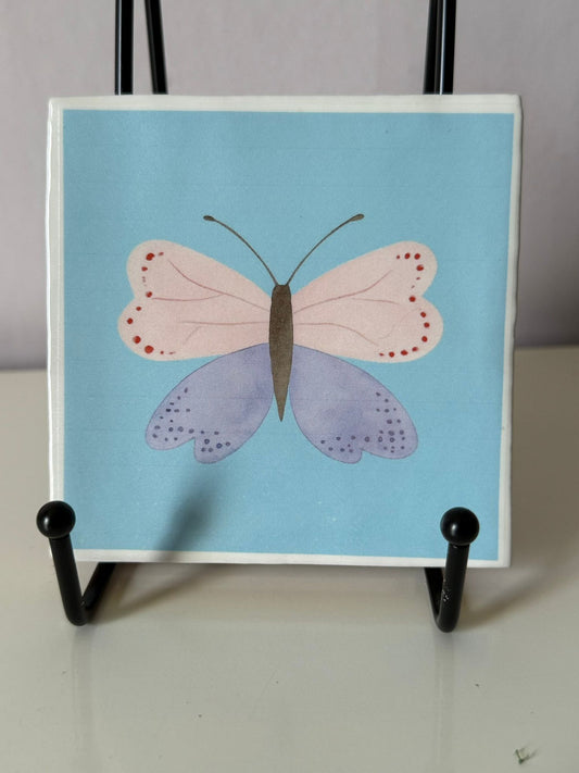 Tegeltje Vlinder Roze/Paars