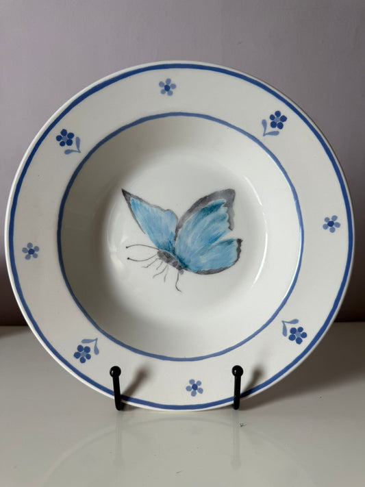 Wandbordje 22 cm Blauwe Vlinder